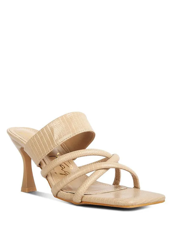 RAG & Co. - CHIRI Criss Cross Strap Spool Heel Sandals